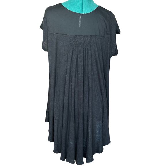 Free People Button Front Swing Tunic Black Cap Sleeve Boho Top Women’s XS - Picture 3 of 5